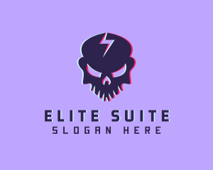 Glitch Lightning Skull logo design