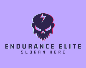 Glitch Lightning Skull logo design