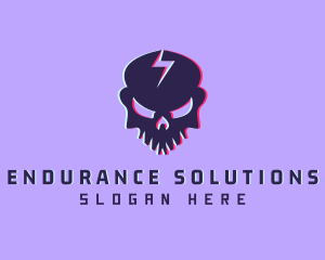 Glitch Lightning Skull logo design