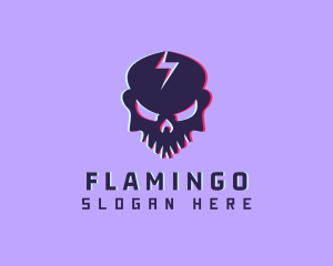 Horror - Glitch Lightning Skull logo design