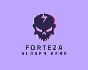 Glitch Lightning Skull logo design