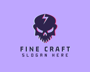 Glitch Lightning Skull logo design