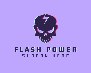 Lightning - Glitch Lightning Skull logo design