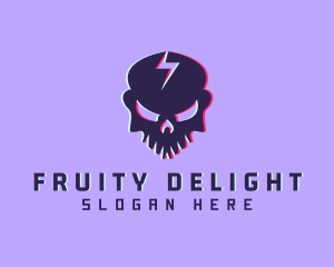 Glitch Lightning Skull logo design