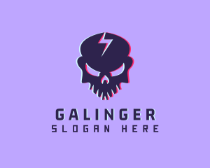 Lightning - Glitch Lightning Skull logo design