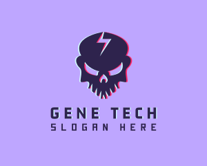 Glitch Lightning Skull logo design