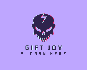 Glitch Lightning Skull logo design