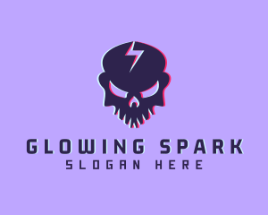 Glitch Lightning Skull logo design