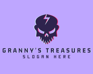 Glitch Lightning Skull logo design