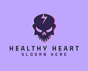 Glitch Lightning Skull logo design