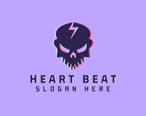 Glitch Lightning Skull logo design