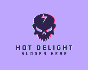 Glitch Lightning Skull logo design