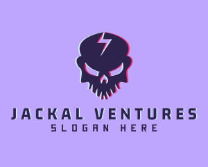 Glitch Lightning Skull logo design