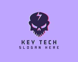 Glitch Lightning Skull logo design