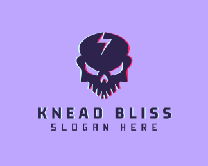 Glitch Lightning Skull logo design