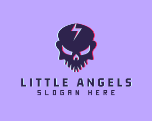 Glitch Lightning Skull logo design