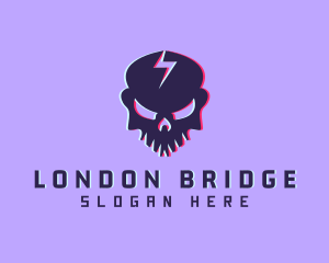 Glitch Lightning Skull logo design