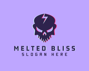 Glitch Lightning Skull logo design