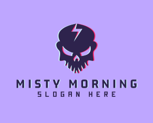 Glitch Lightning Skull logo design