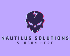 Glitch Lightning Skull logo design