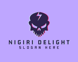 Glitch Lightning Skull logo design