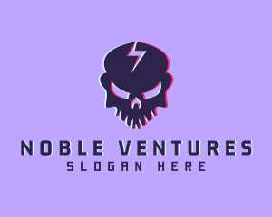 Glitch Lightning Skull logo design