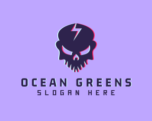 Glitch Lightning Skull logo design