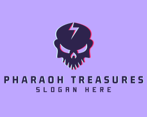 Glitch Lightning Skull logo design