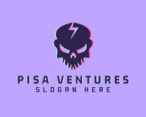 Glitch Lightning Skull logo design