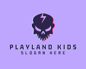 Glitch Lightning Skull logo design