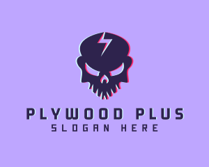 Glitch Lightning Skull logo design