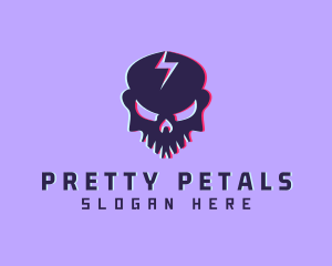 Glitch Lightning Skull logo design