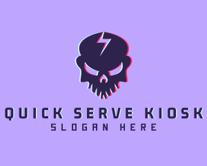 Glitch Lightning Skull logo design