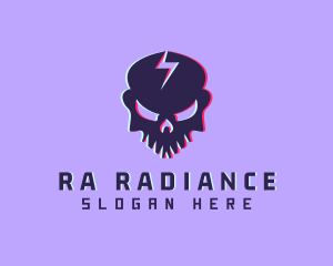 Glitch Lightning Skull logo design