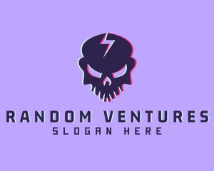 Glitch Lightning Skull logo design