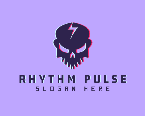 Edm - Glitch Lightning Skull logo design