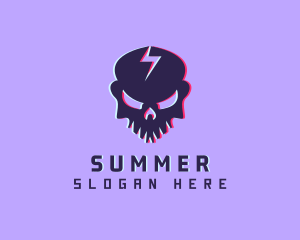 Glitch Lightning Skull logo design