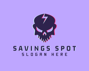 Glitch Lightning Skull logo design