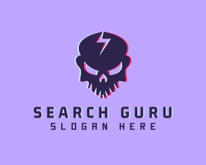 Glitch Lightning Skull logo design