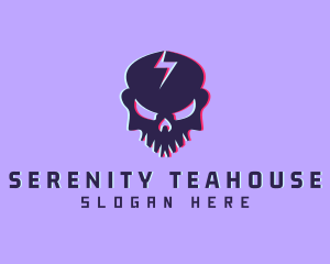 Glitch Lightning Skull logo design