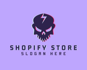 Glitch Lightning Skull logo design