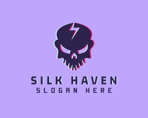 Glitch Lightning Skull logo design