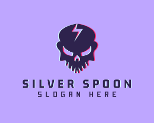 Glitch Lightning Skull logo design