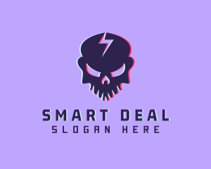 Glitch Lightning Skull logo design