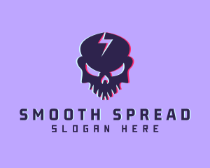 Glitch Lightning Skull logo design