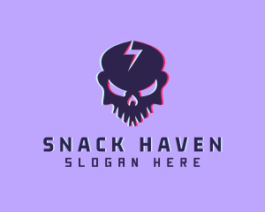 Glitch Lightning Skull logo design