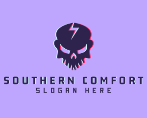 Glitch Lightning Skull logo design