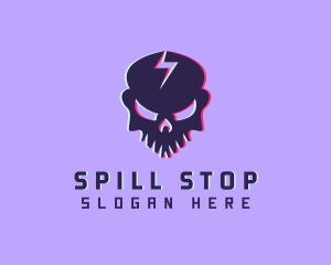 Glitch Lightning Skull logo design