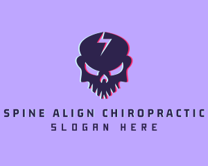 Glitch Lightning Skull logo design