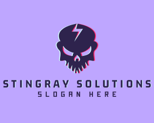 Glitch Lightning Skull logo design